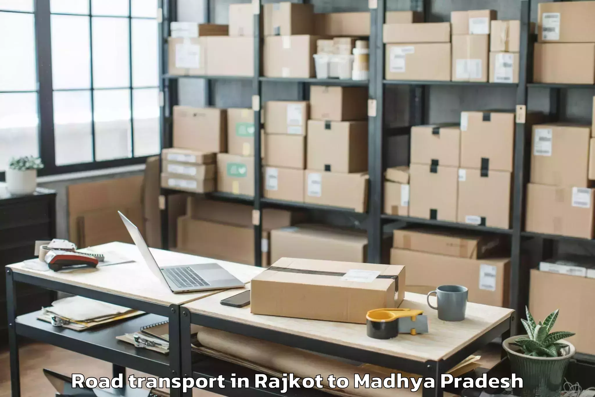 Top Rajkot to Dabra Pichhore Road Transport Available